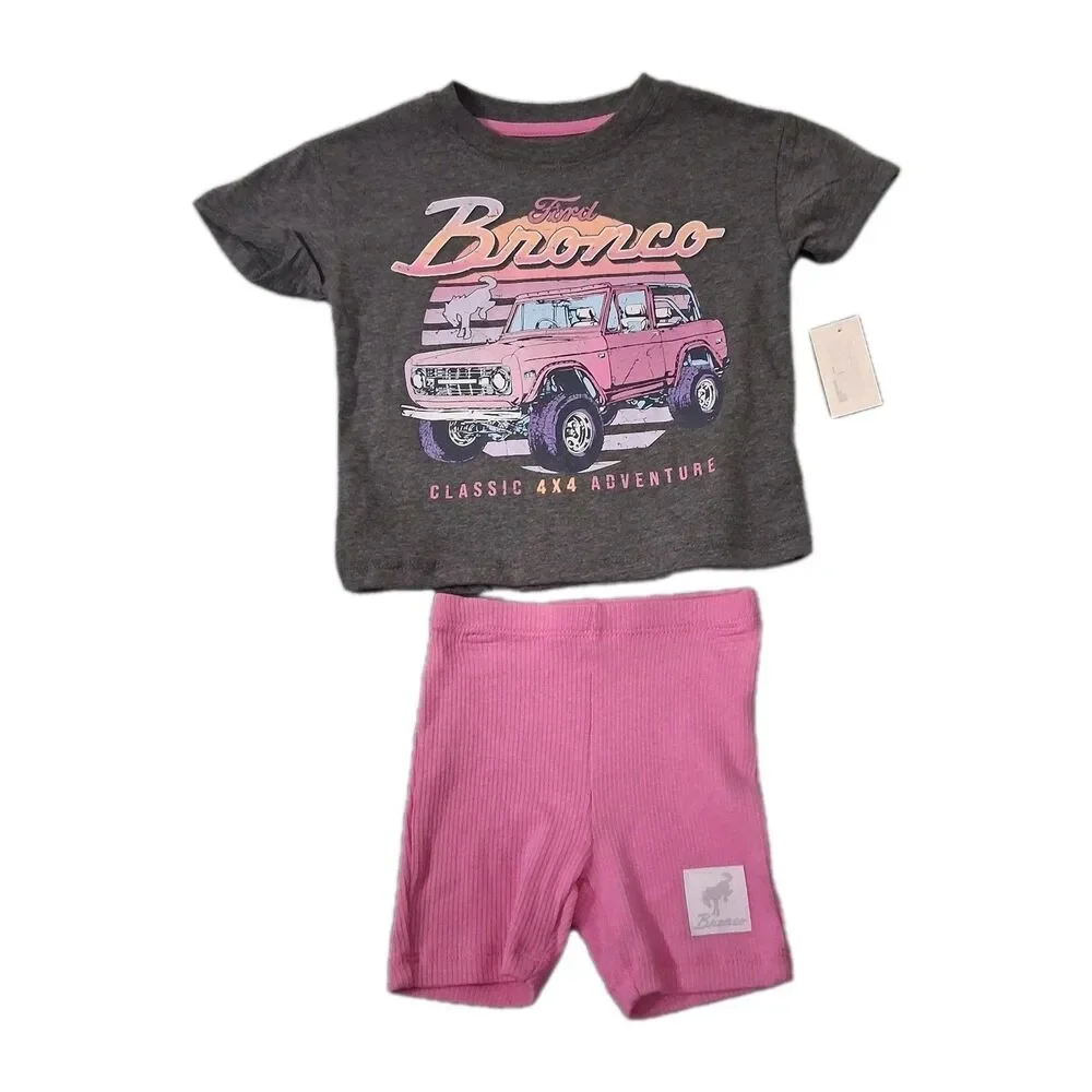 Ford Bronco Baby Outfit 18m Tshirt Shorts Set Truck Horse Car Show Carnival Play